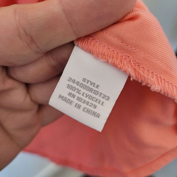 Intro Pink Blouse Plus Size XL Salmon Peach Top Shirt Ruffle Casual Lightweight - Picture 12 of 12